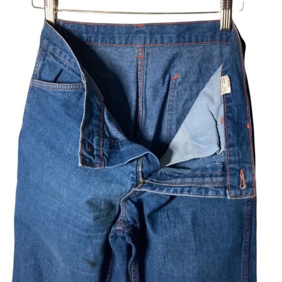 1970s Faded Glory by Appendagez Wide Leg Blue Jeans 100% Cotton Denim Jr Size 34 - Picture 5 of 16